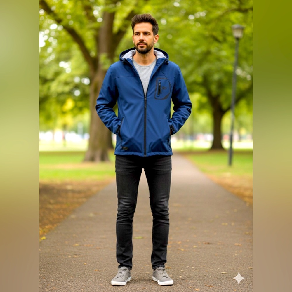 Point Zero Men’s PZDNM Series Blue Softshell Technical Jacket Coat Sz L BNWT